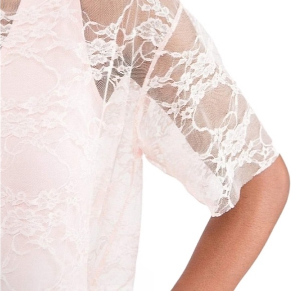 NEW Agnes & Dora Light Pink Rosey Light Lace Mesh Stretch Comfy T-Shirt XL 16 18 - Picture 6 of 6